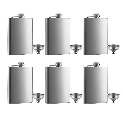 6 Pcs 8 oz Hip Stainless Steel Flask & Funnel Set by QLL, Easy Pour Funnel is Included, Great Gift | The Storepaperoomates Retail Market - Fast Affordable Shopping