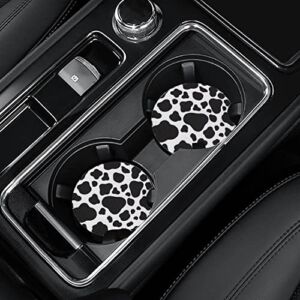 4 Pack Car Coasters, 2.75inch Cow Print Car Cup Holder Coasters for Car, Neoprene Cup Pad Mat Car Coasters for Cup Holders for Women
