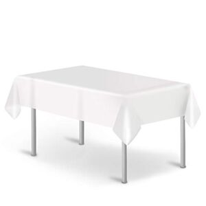 JUIMNAA 3 Pack Disposable White Plastic Tablecloths , 54″ x 108″ Plastic Dining Table Cloth , Premium Rectangle Table Cover for Parties, Wedding, Banquet etc