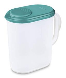 1 Gallon/3.8 Liter Slim Heavy Duty Plastic Measuring Pitcher with See Through Base, Leak Proof Spill Proof Lid w/Pivot Spout Lid, BPA-free -Ideal for mixing, storing and serving beverages