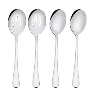 Serving Spoon Sets, Includes 2 Serving Spoons and 2 Slotted Serving Spoons, 8 3/4″ Stainless Steel Buffet Banquet Spoons
