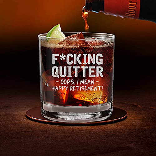 shop4ever® Quitter Oops, I Mean Happy Retirement! Engraved Whiskey Glass | The Storepaperoomates Retail Market - Fast Affordable Shopping