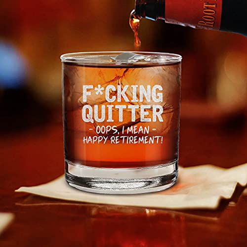 shop4ever® Quitter Oops, I Mean Happy Retirement! Engraved Whiskey Glass | The Storepaperoomates Retail Market - Fast Affordable Shopping