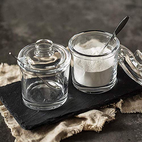 Classic Clear Glass Sugar Bowl with Lid Serving Spoon Salt Pot Pepper Storage Jar Seasoning Pot Dispenser Container Sugar Box Condiment Spice Racks Holder for Home Kitchen | The Storepaperoomates Retail Market - Fast Affordable Shopping