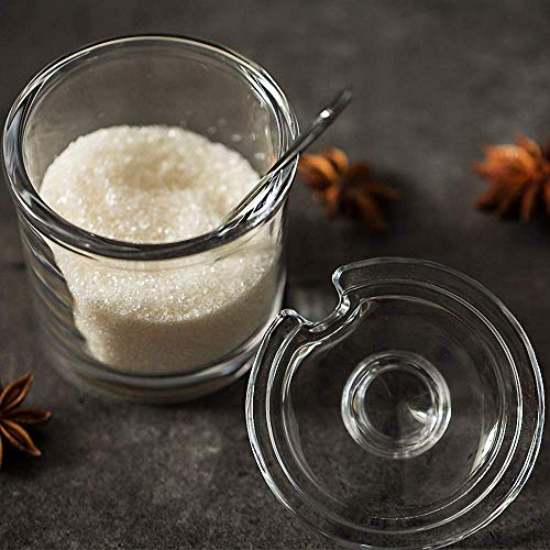 Classic Clear Glass Sugar Bowl with Lid Serving Spoon Salt Pot Pepper Storage Jar Seasoning Pot Dispenser Container Sugar Box Condiment Spice Racks Holder for Home Kitchen | The Storepaperoomates Retail Market - Fast Affordable Shopping