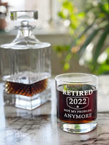 Retirement Cocktail Whiskey Glass – Retired 2022 Not My Problem Anymore – Funny Retired Drink Novelty Gifts For Men & Women 10 oz Cup – Retiree Gag Present Idea for Friends, Family, Coworker, Boss | The Storepaperoomates Retail Market - Fast Affordable Shopping