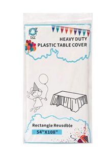 6 Pack White Plastic Tablecloth 54″ x 108″ Rectangle Disposable Table Covers for Indoor or Outdoor Party Banquet Birthday Wedding Christmas