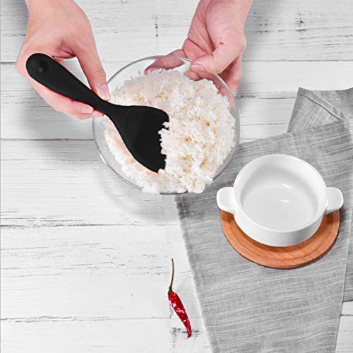 Silicone Rice Paddle Spoon Set of 2,Non Stick Heat Resistant Kitchen Gadge Rice Spoon,Rice Scooper,Rice Spatula,Rice Spoon Paddle,Rice Cooker Spoon,Works for Rice,Mashed Potato Or More (Black) | The Storepaperoomates Retail Market - Fast Affordable Shopping