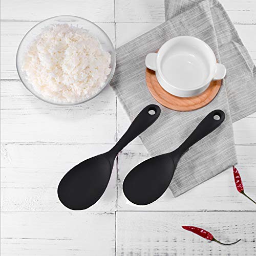 Silicone Rice Paddle Spoon Set of 2,Non Stick Heat Resistant Kitchen Gadge Rice Spoon,Rice Scooper,Rice Spatula,Rice Spoon Paddle,Rice Cooker Spoon,Works for Rice,Mashed Potato Or More (Black) | The Storepaperoomates Retail Market - Fast Affordable Shopping