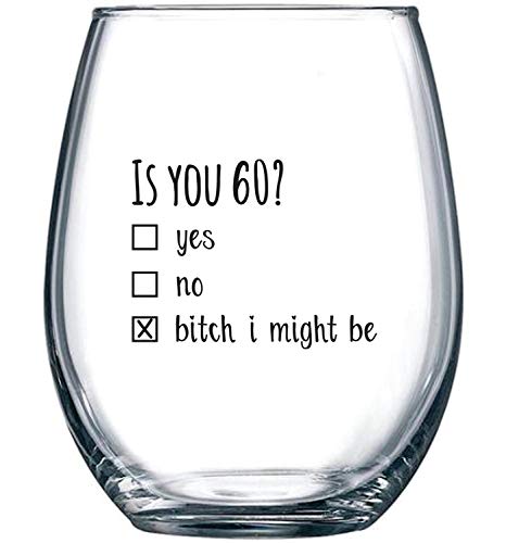 60th Birthday Gifts for Women and Men Wine Glass – Funny Is You 60 Gift Idea for Mom Dad Husband Wife – 60 Year Old Party Supplies Decorations for Him, Her – 15oz | The Storepaperoomates Retail Market - Fast Affordable Shopping