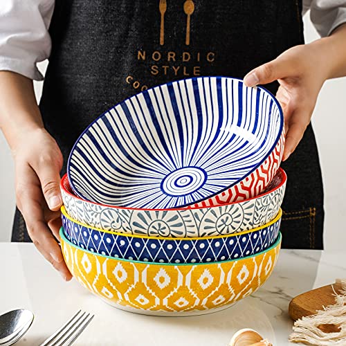 Selamica Ceramic 30 Ounce Large Pasta Bowls 8 inch Serving Bowls Wide and Shallow Microwave Dishwasher Safe Bowls Set of 4, Assorted Corlors | The Storepaperoomates Retail Market - Fast Affordable Shopping