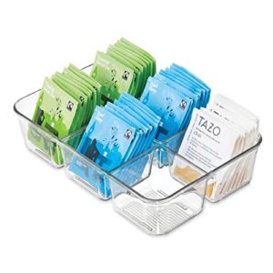 iDesign Linus Plastic Divided Packet Organizer, Holder for Condiments, Sugar, Salt, Pepper, Sweeteners, Tea Bags, Spices, 6.5″ x 9.5″ x 2.25″ – Clear