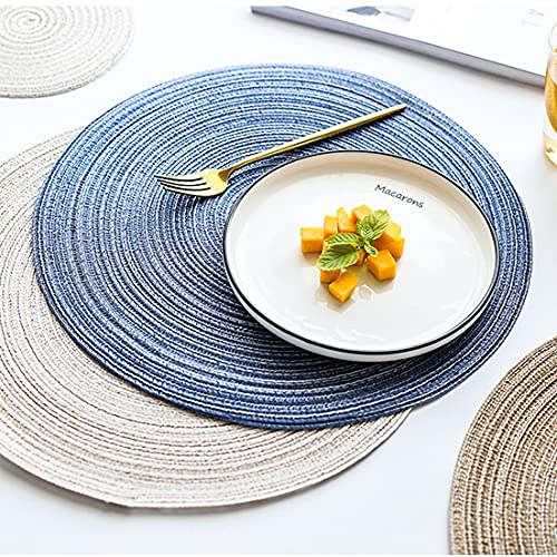 CY SISTERS 15Inch Round Placemats Farmhouse Boho Placemats Cloth Placemat Rustic Woven Placemats for Dining Table Set Circle Placemats Heat Resistant Placemats Table Mats (Blue) | The Storepaperoomates Retail Market - Fast Affordable Shopping