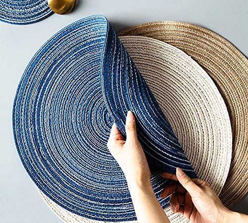 CY SISTERS 15Inch Round Placemats Farmhouse Boho Placemats Cloth Placemat Rustic Woven Placemats for Dining Table Set Circle Placemats Heat Resistant Placemats Table Mats (Blue) | The Storepaperoomates Retail Market - Fast Affordable Shopping