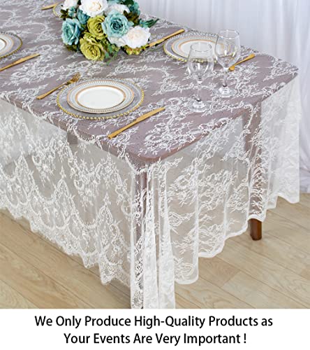 Lace-Tablecloth-Rectangular 60×120-Inch White Rectangle Overlay Tea Tablecloth Lace Tablecloths Long Rectangular Tablecloth Lace Tablecloth 60 Table Floral Embroidery Lace Table Cloths Decoration | The Storepaperoomates Retail Market - Fast Affordable Shopping
