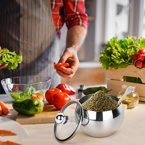 Stainless Steel Sugar Bowl with Clear Lid and Sugar Spoon 8.1 Ounces(240 Milliliter) Sugar Container for Home and Kitchen | The Storepaperoomates Retail Market - Fast Affordable Shopping