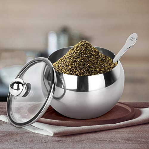 Stainless Steel Sugar Bowl with Clear Lid and Sugar Spoon 8.1 Ounces(240 Milliliter) Sugar Container for Home and Kitchen | The Storepaperoomates Retail Market - Fast Affordable Shopping