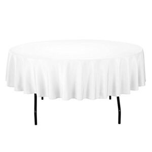 Gee Di Moda Tablecloth – 70″ Inch Round Tablecloths for Circular Table Cover in White Washable Polyester – Great for Buffet Table, Parties, Holiday Dinner & More