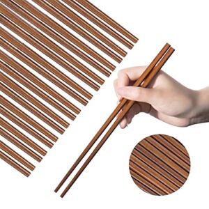 Wooden Chopsticks Reusable Dishwasher Safe 10 Pairs Chinese Asian Korea Iron Wood Handmade Chopstick Natural Healthy for Cooking Eating Restaurants Gourmets Noodles Portable Long Brown