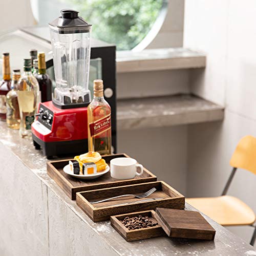 Rustic Wooden Serving Trays with Handle – Set of 7 – Large, Medium, Small and Mini – Nesting Multipurpose Trays – for Breakfast, Coffee Table/Butler & More – Light & Sturdy Paulownia Wood | The Storepaperoomates Retail Market - Fast Affordable Shopping