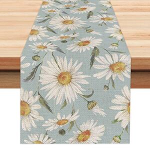 ARKENY Summer Flower Table Runner 13×72 Inches Seasonal Daisy Spring Decor Holiday Farmhouse Indoor Vintage Theme Gathering Dinner Party Decorations