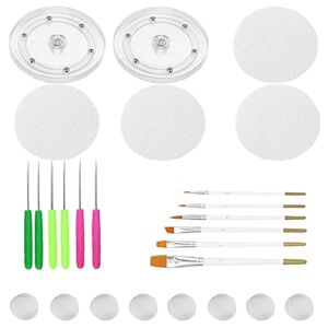 Cookie Decorating Kit Supplies Including 2 Acrylic Cookie Turntable 6 Cookie Scribe Needle 4 Silicone Mesh Mats 6 Cookie Decoration Brushes 8 Rubber Feet Bumpers (Style 1 26 PCS)