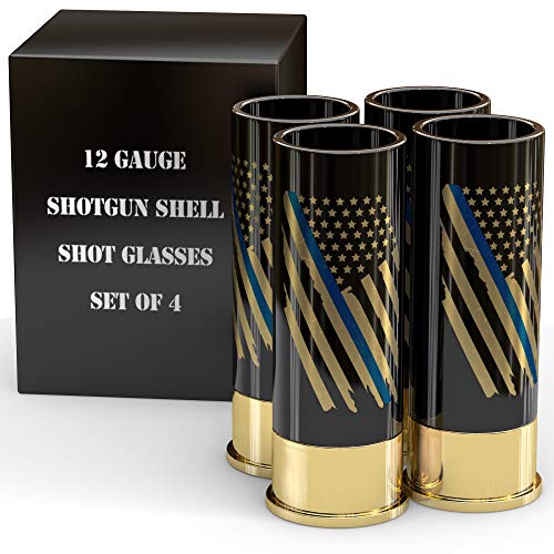 12 Gauge Shot Glasses Set of 4 – Thin Blue Line Police Flag | The Storepaperoomates Retail Market - Fast Affordable Shopping