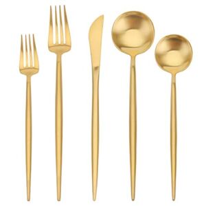 Matte Gold Silverware Set, sharecook 20-Piece Stainless Steel Satin Finish Flatware Set Service for 4, Kitchen Utensil Set, Tableware Cutlery Set for Home and Restaurant