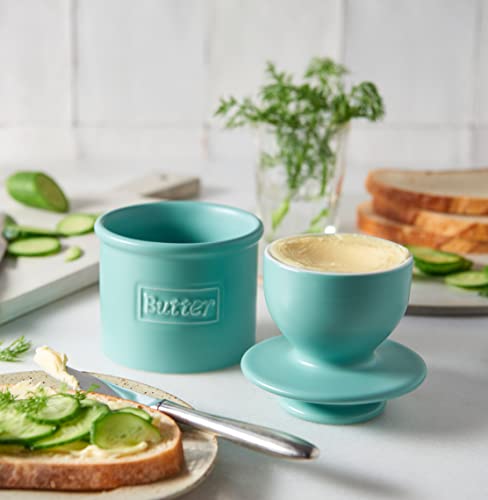 Butter Bell – The Original Butter Bell crock by L Tremain, a Countertop French Ceramic Butter Dish Keeper for Spreadable Butter, Café Matte Collection, Aqua | The Storepaperoomates Retail Market - Fast Affordable Shopping