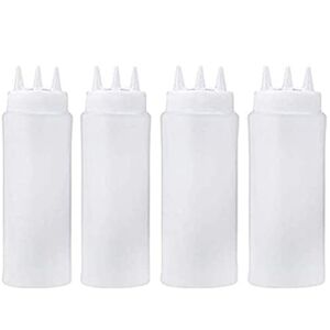 4PCS 16OZ/450ml 3-Hole Plastic Squeeze Condiment Bottles for Sauce Oil Vinegar Ketchup Mustard Salad Dressing Kitchen Accessories Kangkang