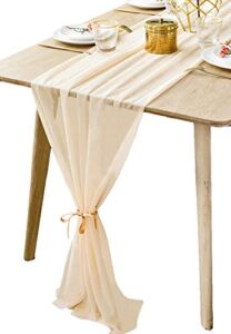 BOXAN Gorgeous Light Gold Table Runner 30×120 Inch for Ivory Wedding Rustic Boho Wedding Party Bridal Shower Decor Birthday Party Cake Table Decorations