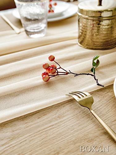BOXAN Gorgeous Light Gold Table Runner 30×120 Inch for Ivory Wedding Rustic Boho Wedding Party Bridal Shower Decor Birthday Party Cake Table Decorations | The Storepaperoomates Retail Market - Fast Affordable Shopping