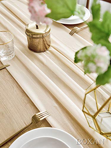 BOXAN Gorgeous Light Gold Table Runner 30×120 Inch for Ivory Wedding Rustic Boho Wedding Party Bridal Shower Decor Birthday Party Cake Table Decorations | The Storepaperoomates Retail Market - Fast Affordable Shopping
