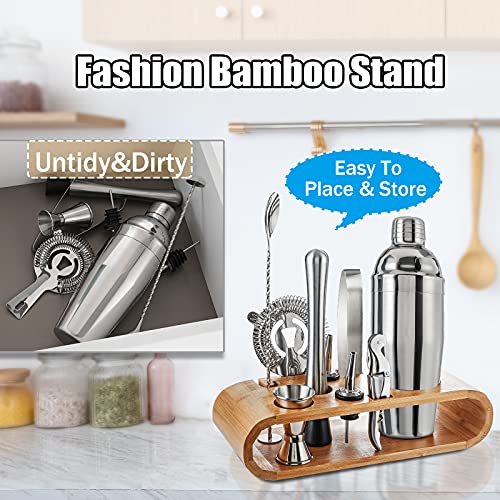 Bartender Kit, Cocktail Shaker Set with Bamboo Stand, Gift Set with Gift Box, 11-piece Bar Tools Perfect as Christmas Gifts for Men Husband, 24 oz Professional Shaker as New Year Gift for Women | The Storepaperoomates Retail Market - Fast Affordable Shopping