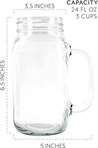 Darware Mason Jar Mugs with Handles (24oz, 4-Pack); Glass Drinking Glasses for Cold Beverages, Decoration, Storage, Party Favors, Cocktails, Floats | The Storepaperoomates Retail Market - Fast Affordable Shopping