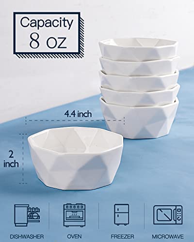 DELLING Ramekins 8 Oz Oven Safe Geometric Ramekins for Creme Brulee Porcelain Ramekins, Durable Ramekins for Baking Souffle, Pudding, Dessert Ramekins Bowls, Set of 6, White | The Storepaperoomates Retail Market - Fast Affordable Shopping