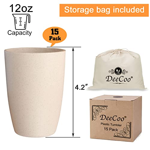 DeeCoo Eco-friendly Unbreakable Reusable Drinking Cup (12 OZ), Wheat Straw Stackable，Biodegradable Healthy Tumbler Set 15, Reusable Bathroom Drinking Cup，Dishwasher Safe | The Storepaperoomates Retail Market - Fast Affordable Shopping