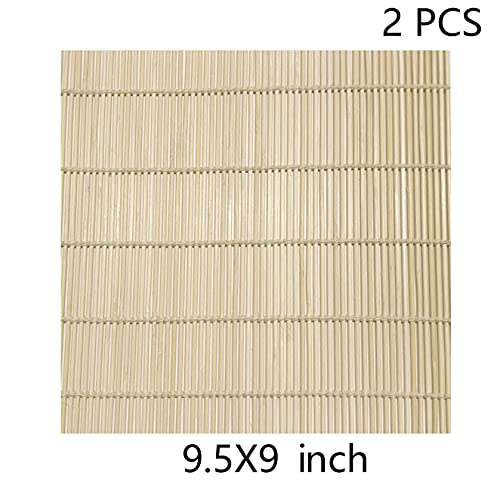 AIKS 2PCS Natural Bamboo Sushi Rolling Mat Sushi Roller Inch for Making Sushi 9×9.5 Inch | The Storepaperoomates Retail Market - Fast Affordable Shopping