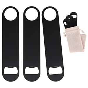 3 PACK Stainless Steel Flat Bottle Opener, Beer Bottle Opener, 7inch, Black, with Exquisite Packaging, for Kitchen, Bar or Restaurant