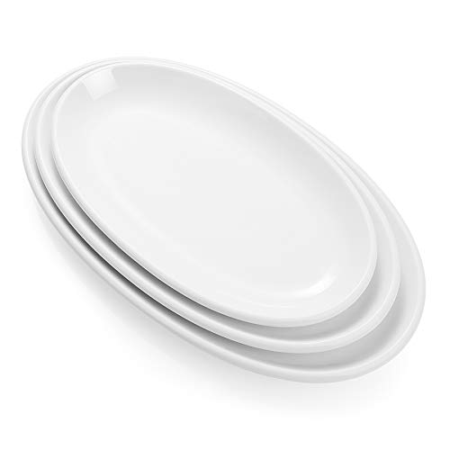 Sweese 742.101 Oval Serving Platters, White Porcelain Serving Platters for Party, Large Oval Serving Trays Serving Plates for Fish Dish, Steak, Restaurant, Dessert Shop, Set of 3, 12.5/14/15.5 Inches | The Storepaperoomates Retail Market - Fast Affordable Shopping