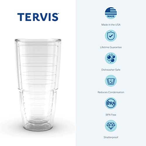 Tervis Made in USA Double Walled Clear & Colorful Lidded Insulated Tumbler Cup Keeps Drinks Cold & Hot, 24oz 2pk, Blue Lid | The Storepaperoomates Retail Market - Fast Affordable Shopping