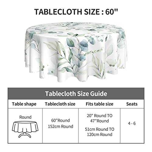 Spring Leaf Floral Sage Green Tablecloth Round 60 Inch Ruitic Watercolor Table Cloth Waterproof Fabric Farmhouse Green Grey Leaves Tablecloths Decorative for Holiday Home Party | The Storepaperoomates Retail Market - Fast Affordable Shopping