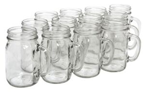 North Mountain Supply – NMS J40014 – No Lids Glass Pint Mug Handle Mason Drinking Jars – Case of 12