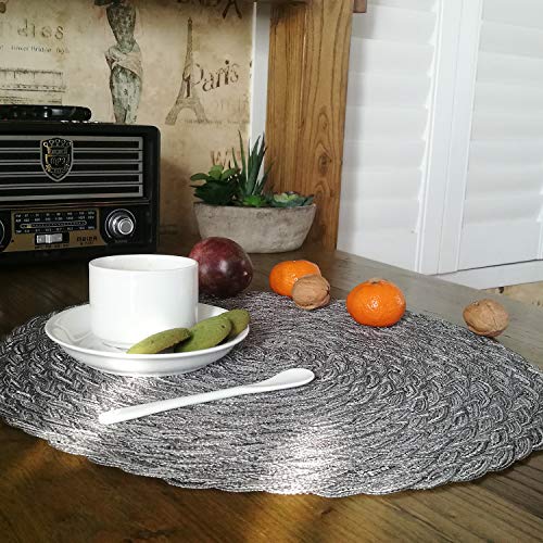 Topotdor Round Placemats Heat-Resistant Stain Resistant Anti-Skid Washable Polyproplene Table Mats Placemats (Set of 6, Braided-Gray) | The Storepaperoomates Retail Market - Fast Affordable Shopping