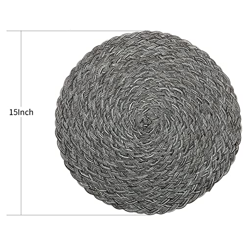 Topotdor Round Placemats Heat-Resistant Stain Resistant Anti-Skid Washable Polyproplene Table Mats Placemats (Set of 6, Braided-Gray) | The Storepaperoomates Retail Market - Fast Affordable Shopping