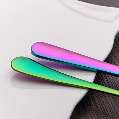 Rainbow Soup Spoon of 4, Berglander 7.5″ Stainless Steel Titanium Plating Shiny Mutilcolor Round Spoons Silverware, Colorful Table Spoon Table Spoon Set Sturdy Easy To Clean, Dishwasher Safe | The Storepaperoomates Retail Market - Fast Affordable Shopping