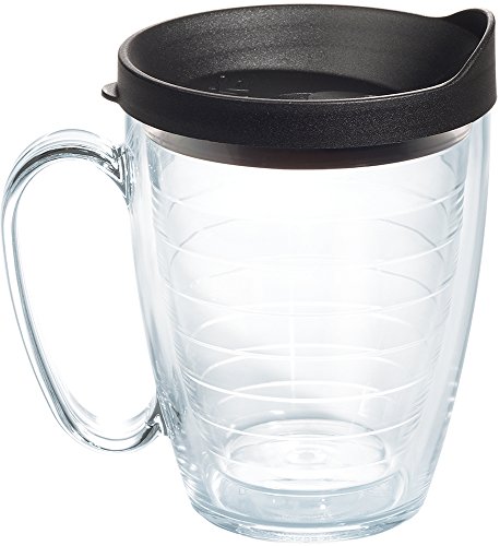 Tervis Made in USA Double Walled Clear & Colorful Lidded Insulated Tumbler Cup Keeps Drinks Cold & Hot, 16oz Mug, Black Lid | The Storepaperoomates Retail Market - Fast Affordable Shopping