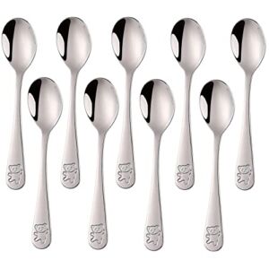 9 Piece Stainless Steel Kids Spoons, Toddler Spoons, Kids Silverware Toddler Utensil Set Baby and Children’s Safe Flatware, Idea for 24 Month+