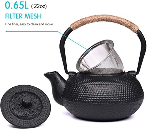 suyika Japanese Tetsubin Cast Iron Teapot Tea Kettle pot with Stainless Steel Infuser for Stovetop Safe Coated with Enameled Interior 22 oz/650 ml | The Storepaperoomates Retail Market - Fast Affordable Shopping