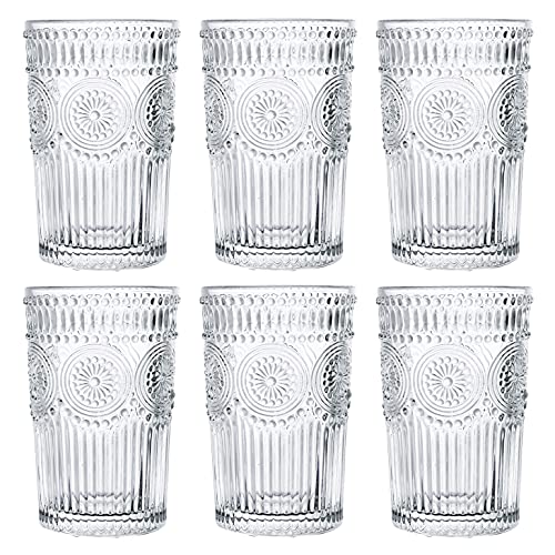 Kingrol 6 Pack 12 oz Romantic Water Glasses, Premium Drinking Glasses Tumblers, Vintage Glassware Set for Juice, Beverages, Beer, Cocktail | The Storepaperoomates Retail Market - Fast Affordable Shopping